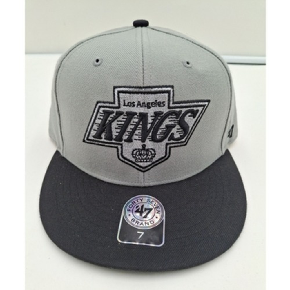 Los Angeles Kings '47 Brand Black / Grey Flat Bill Structured Hat, Size: 7, New